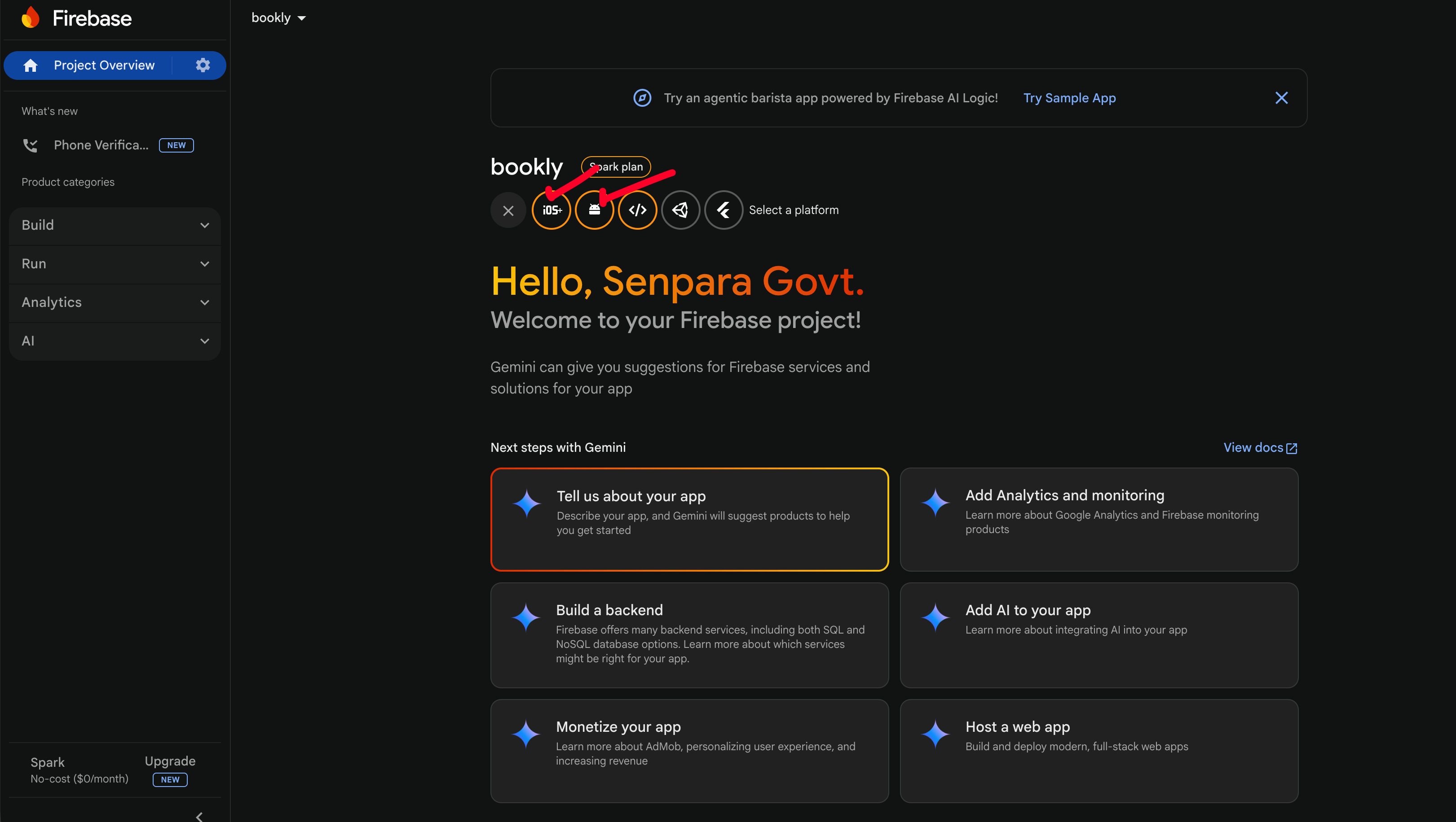 Firebase Add App Menu