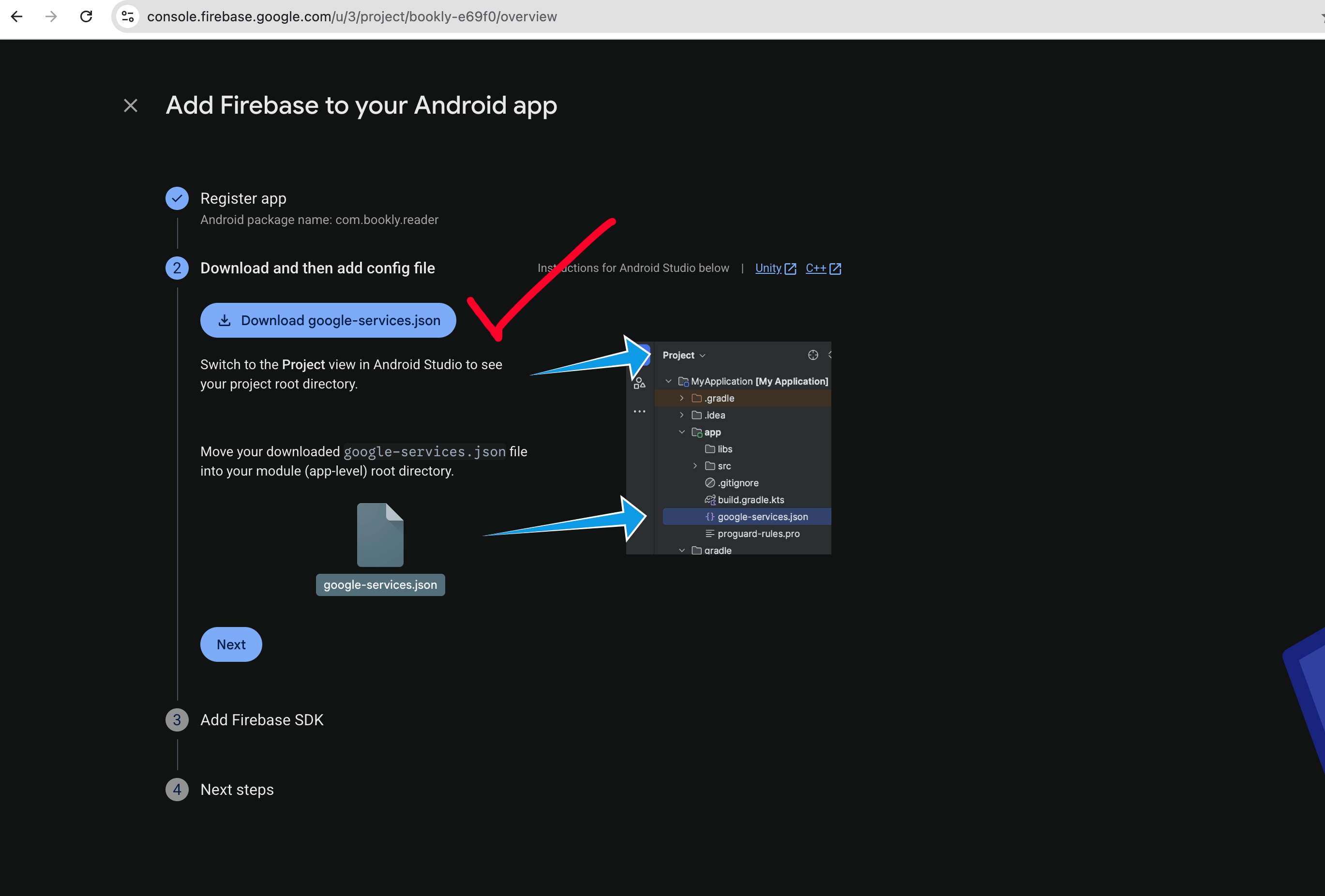 Firebase Add Android App Step 2