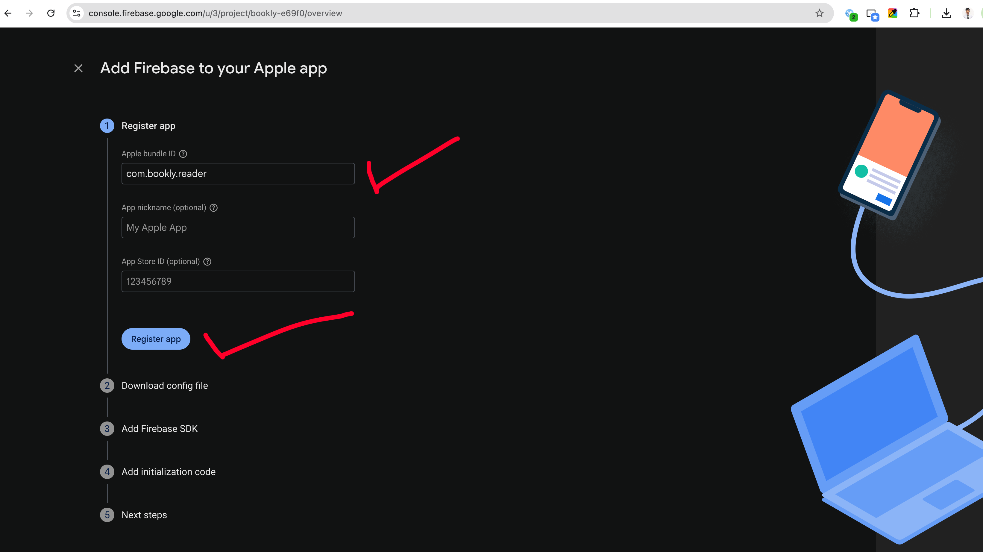 Firebase Add iOS App Step 1