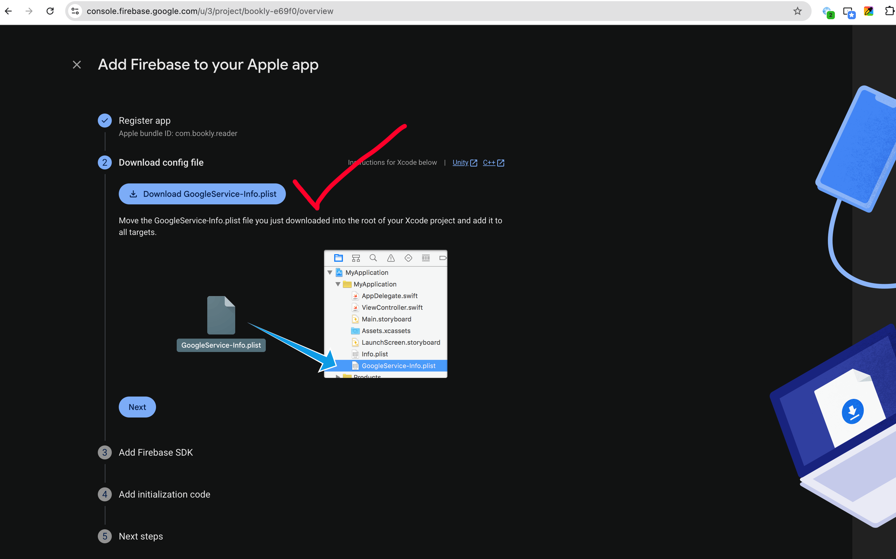 Firebase Add iOS App Step 2
