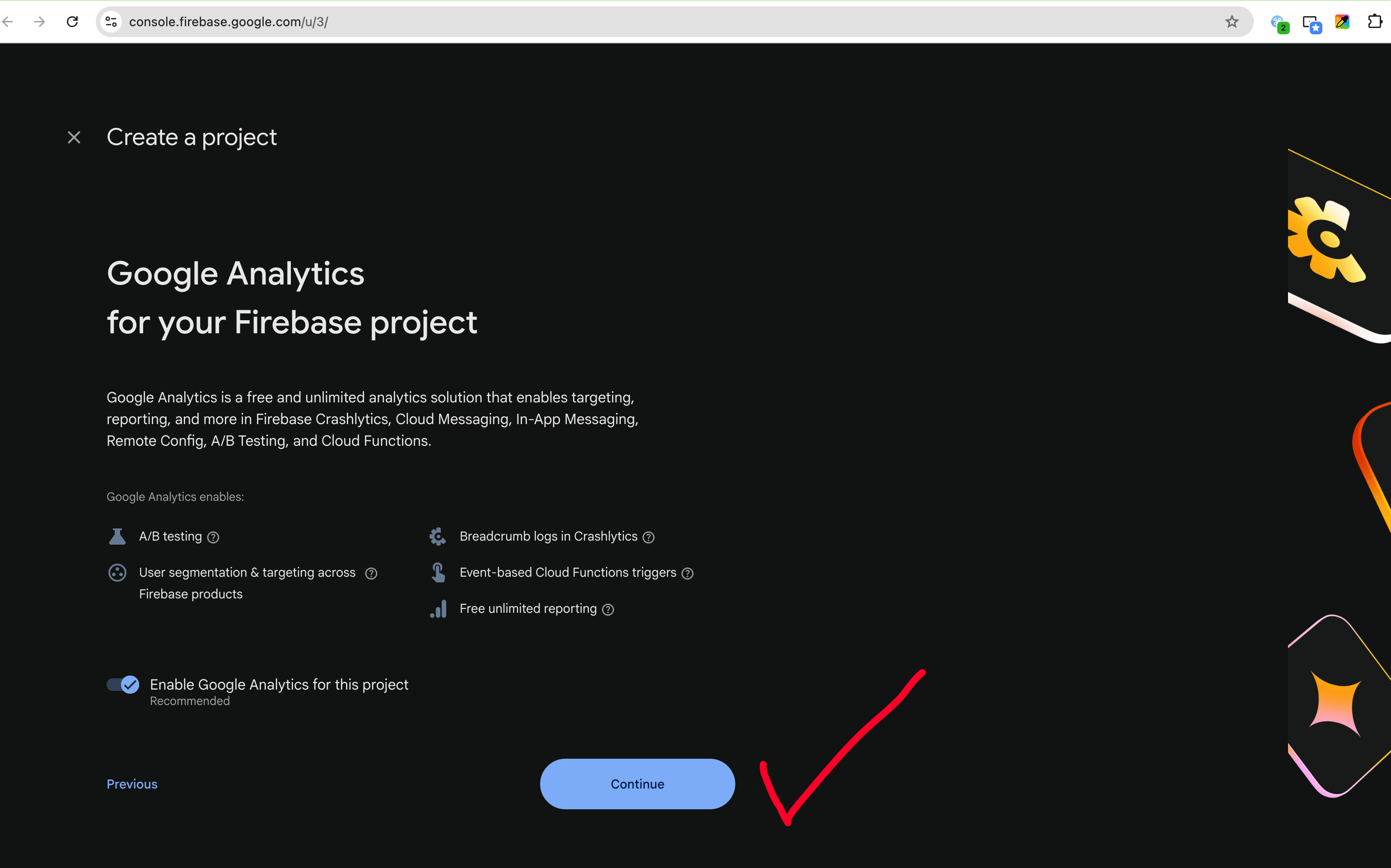 Firebase Project Creation Step 3