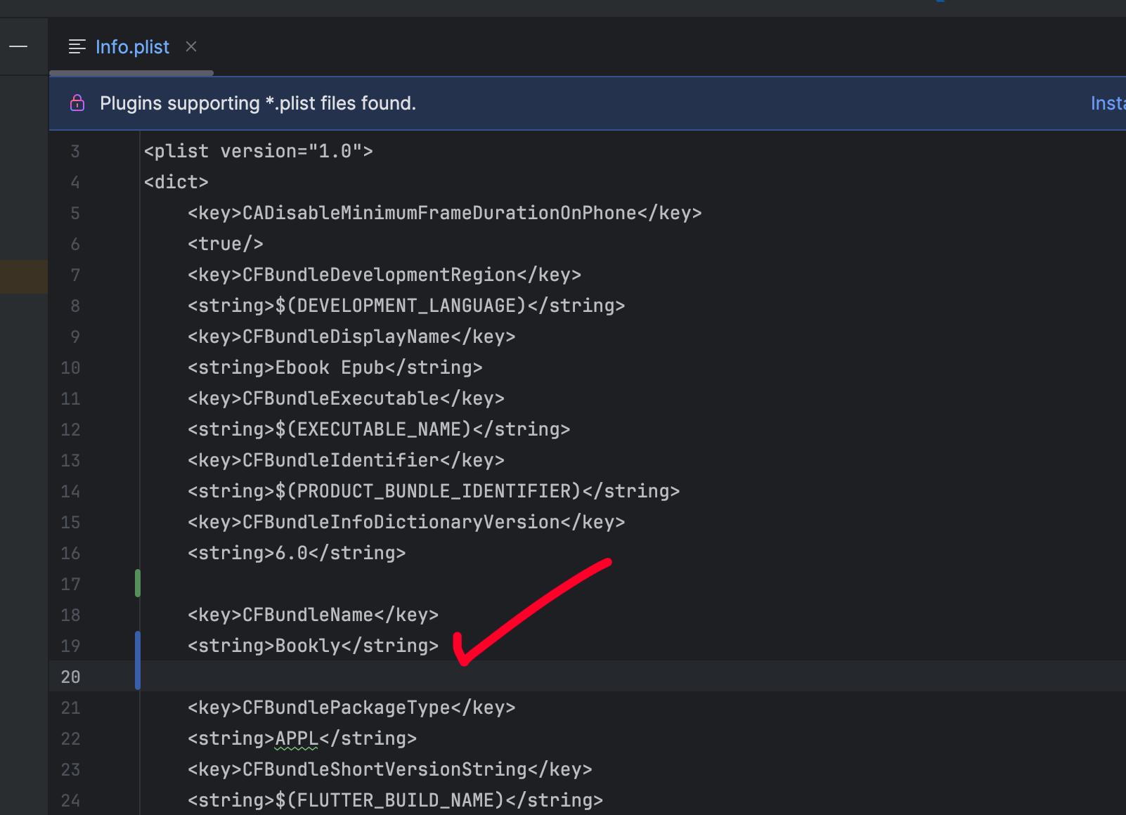 Change app name in iOS Info.plist