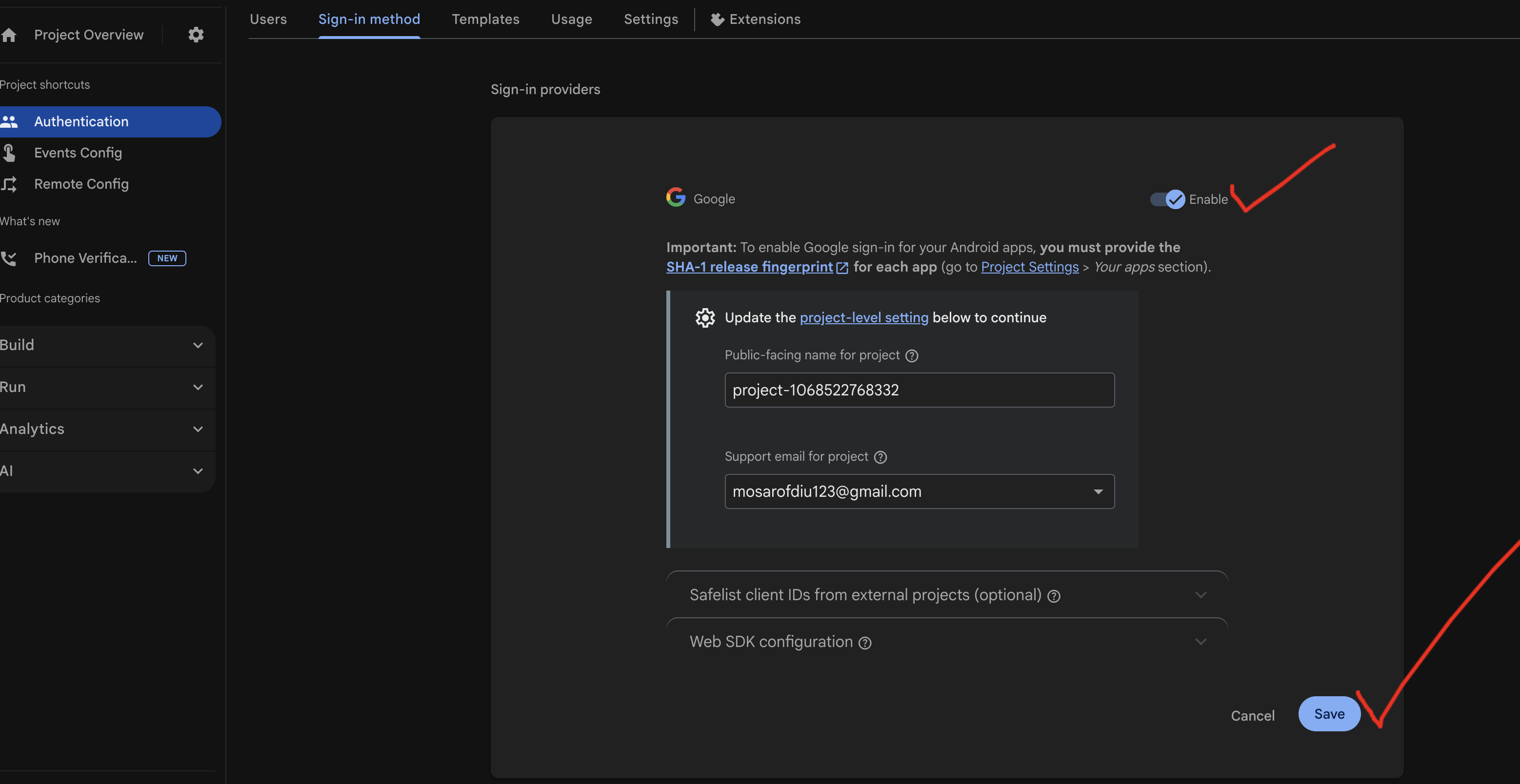 Enable Google Sign-In
